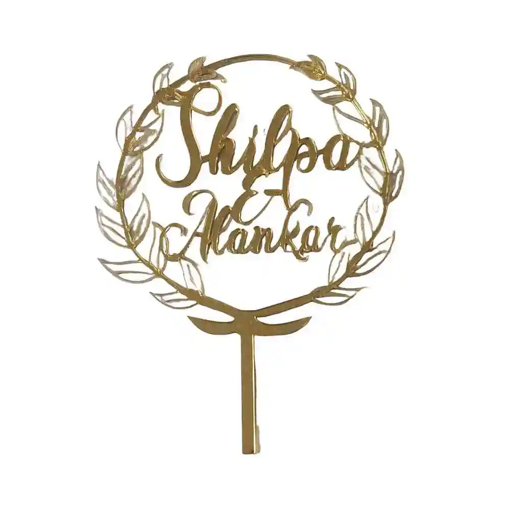 Engagement Leaf Name Cake Topper